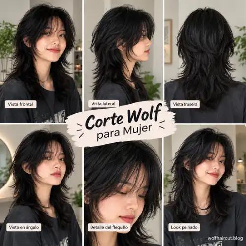 55 Cortes Wolf para Mujeres en 2026: Ideas y Consejos 2 Corte wolf para mujeres con capas despeinadas y flequillo ligero.