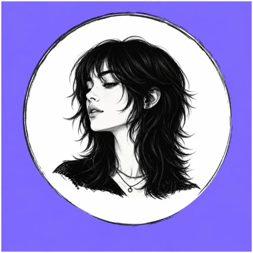 WolfHaircut.blog circular wolf cut hairstyle logo