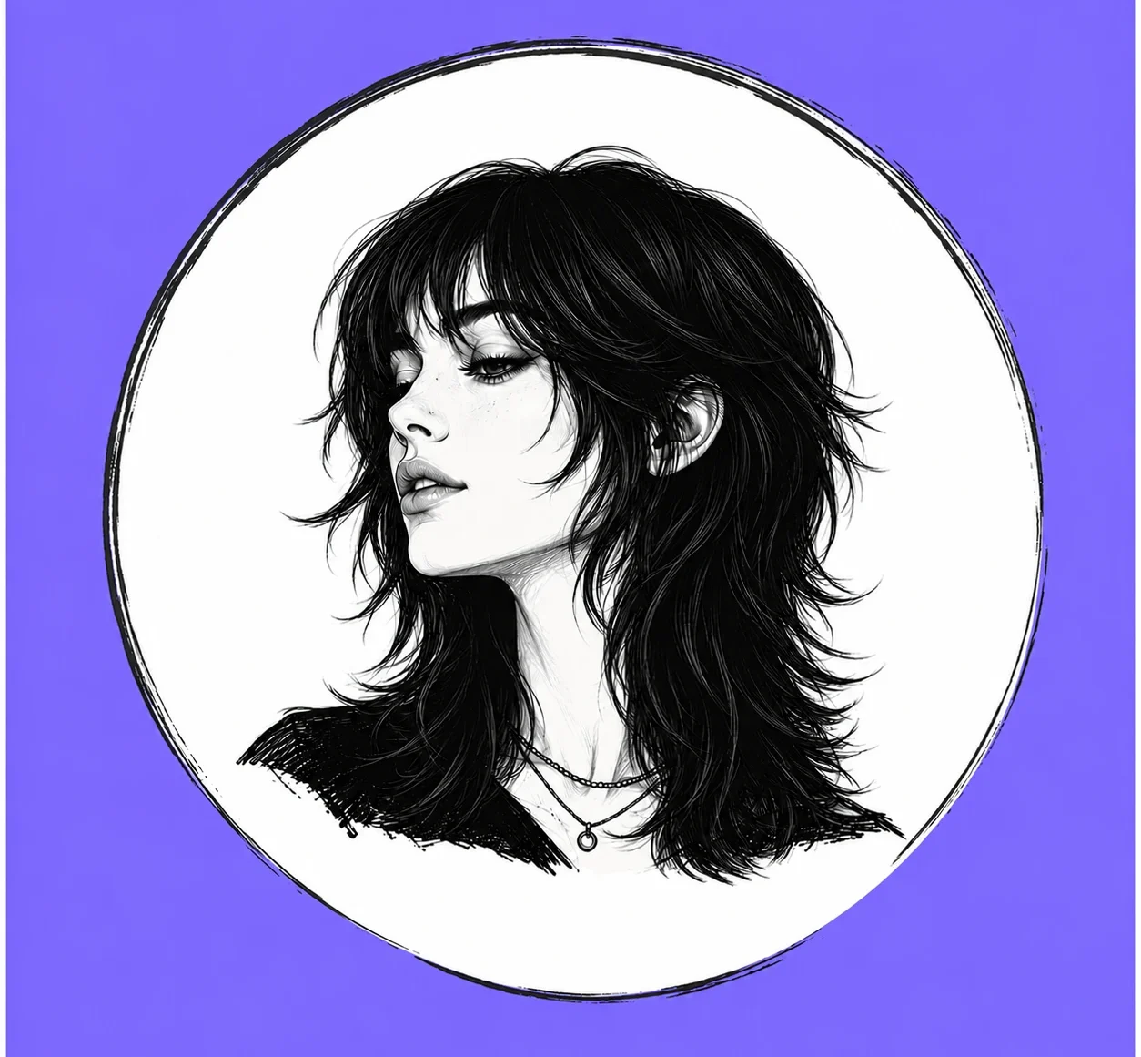 WolfHaircut.blog circular wolf cut hairstyle logo