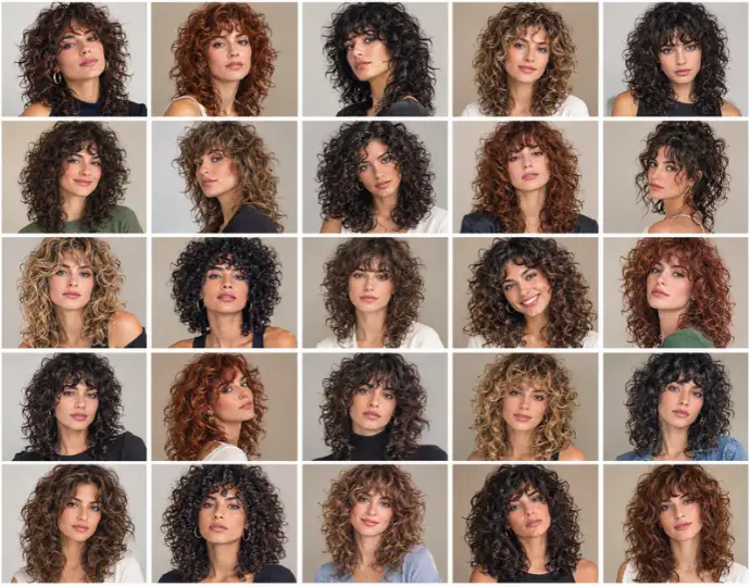 30 estilos de corte wolf rizado para mujeres