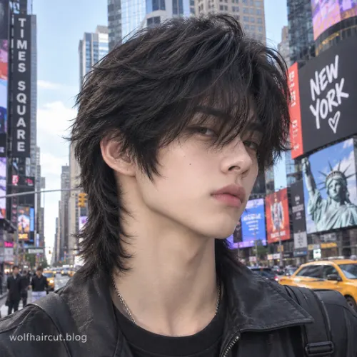 55+ Best Wolf Cut for Men in 2026: Guide and Styling Tips 47 Heavy fringe wolf cut for men with thick bangs, choppy layers, and crown volume.