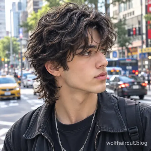 55+ Best Wolf Cut for Men in 2026: Guide and Styling Tips 18 Wavy textured wolf cut for men with tousled layers and natural volume.