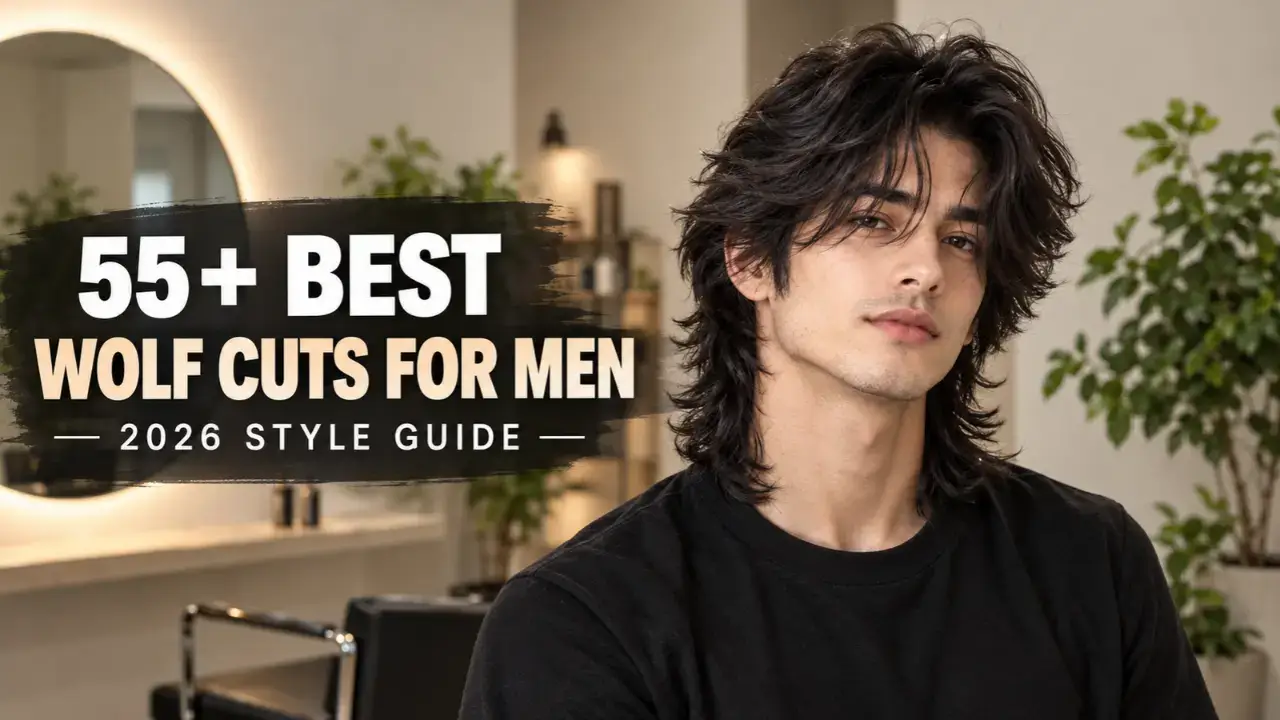 55+ Best Wolf Cut for Men in 2026: Guide and Styling Tips 1 Best wolf cut for men in 2026 featuring a stylish male model with textured layers and voluminous hair.