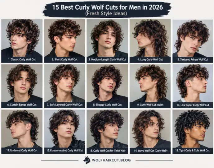 15 Best Curly Wolf Cut for Men in 2026 (Fresh Style Ideas) 1 15 Curly Wolf Cut for Men collage for feature image