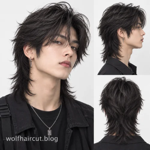 Wolf Cut Mullet: 25+ Styles for Women and Men in 2026 23 Asian men's wolf cut mullet with straight textured layers and long back