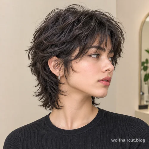 Corte lobo mullet: más de 25 estilos para mujeres y hombres en 2026 8 Corte lobo corto texturizado para mujer con flequillo.