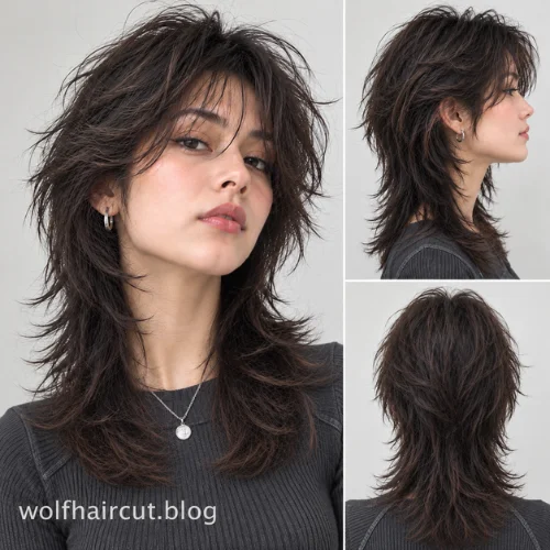 Wolf Cut Mullet: 25+ Styles for Women and Men in 2026 19 Messy wolf cut mullet for women with tousled layers and piecey bangs