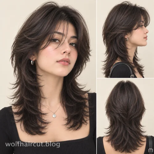 Wolf Cut Mullet: 25+ Styles for Women and Men in 2026 13 Wolf cut mullet for an oval face with balanced layers and textured fringe